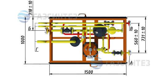 Электрическая испарительная установка СИНТЭК производительностью 300 кг/ч (вид сверху)