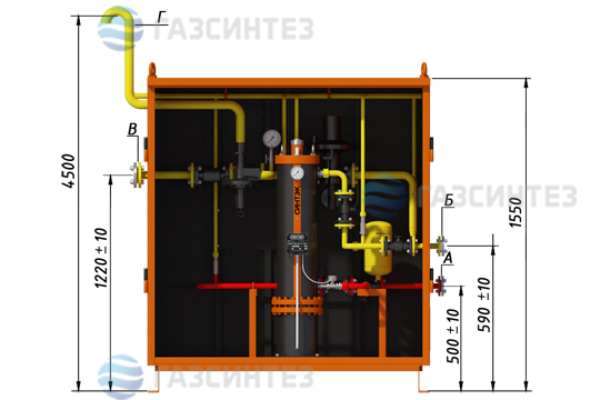 Габариты электрической испарительной установки СИНТЭК-И-Э-65 производства Завода ГазСинтез
